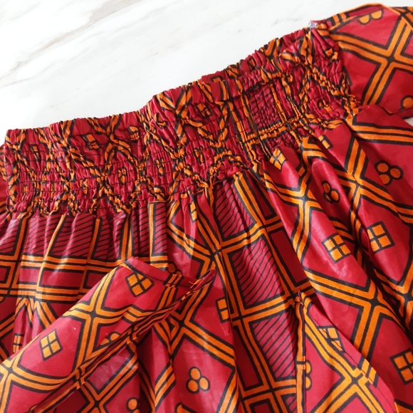 NWOT AFROCENTRIC GEOMETRIC PRINT HIGH WAIST FRONT TIE MIDI SKIRT SZ M - Picture 8 of 8